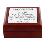 Christian Gift For Women | Jewelry Box Scripture Etched | Mother's Day Gift | Proverbs 31:29 | Mother in law Gift | Mom Gift | Best Mom