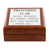 Christian Gift For Women | Jewelry Box Scripture Etched | Mother's Day Gift | Proverbs 31:29 | Mother in law Gift | Mom Gift | Best Mom