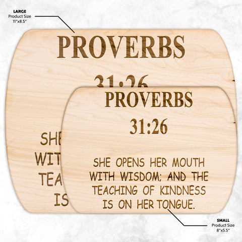 Teacher Gift | Proverbs 31:26 | Christian Gift For Women | Christian School Teacher | Cutting Board | Wife Gift | Mother Gift | Mom Gift