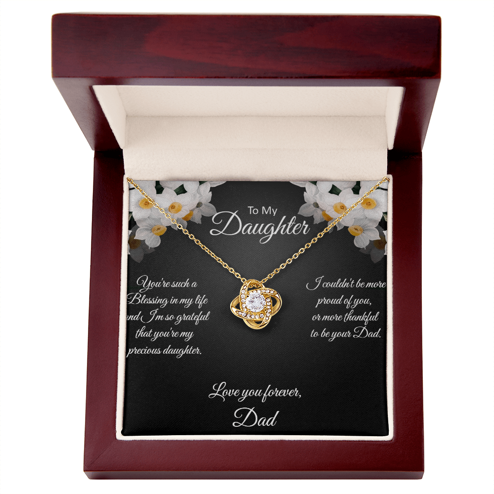 Dad To Daughter Love Knot Necklace – Daughter Gift from Dad – Daughter Gift She'll Treasure Forever - Dad to Daughter Keepsake Jewelry