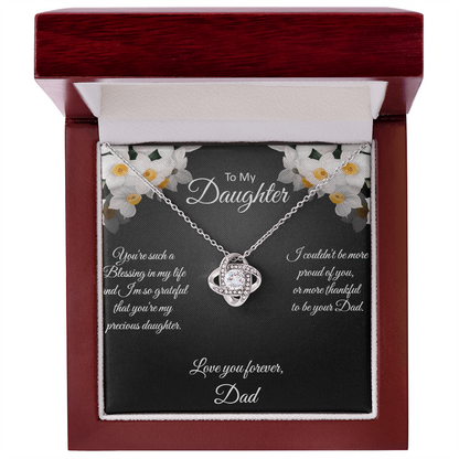 Dad To Daughter Love Knot Necklace – Daughter Gift from Dad – Daughter Gift She'll Treasure Forever - Dad to Daughter Keepsake Jewelry