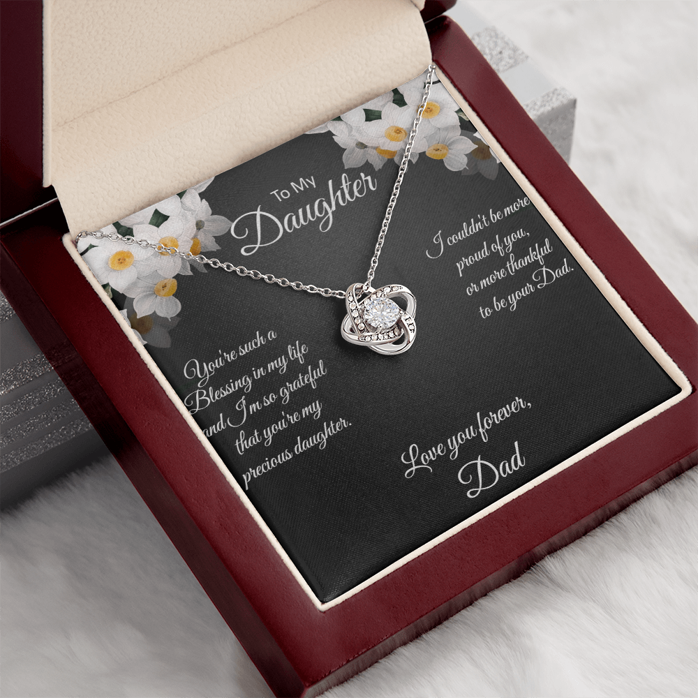 Dad To Daughter Love Knot Necklace – Daughter Gift from Dad – Daughter Gift She'll Treasure Forever - Dad to Daughter Keepsake Jewelry