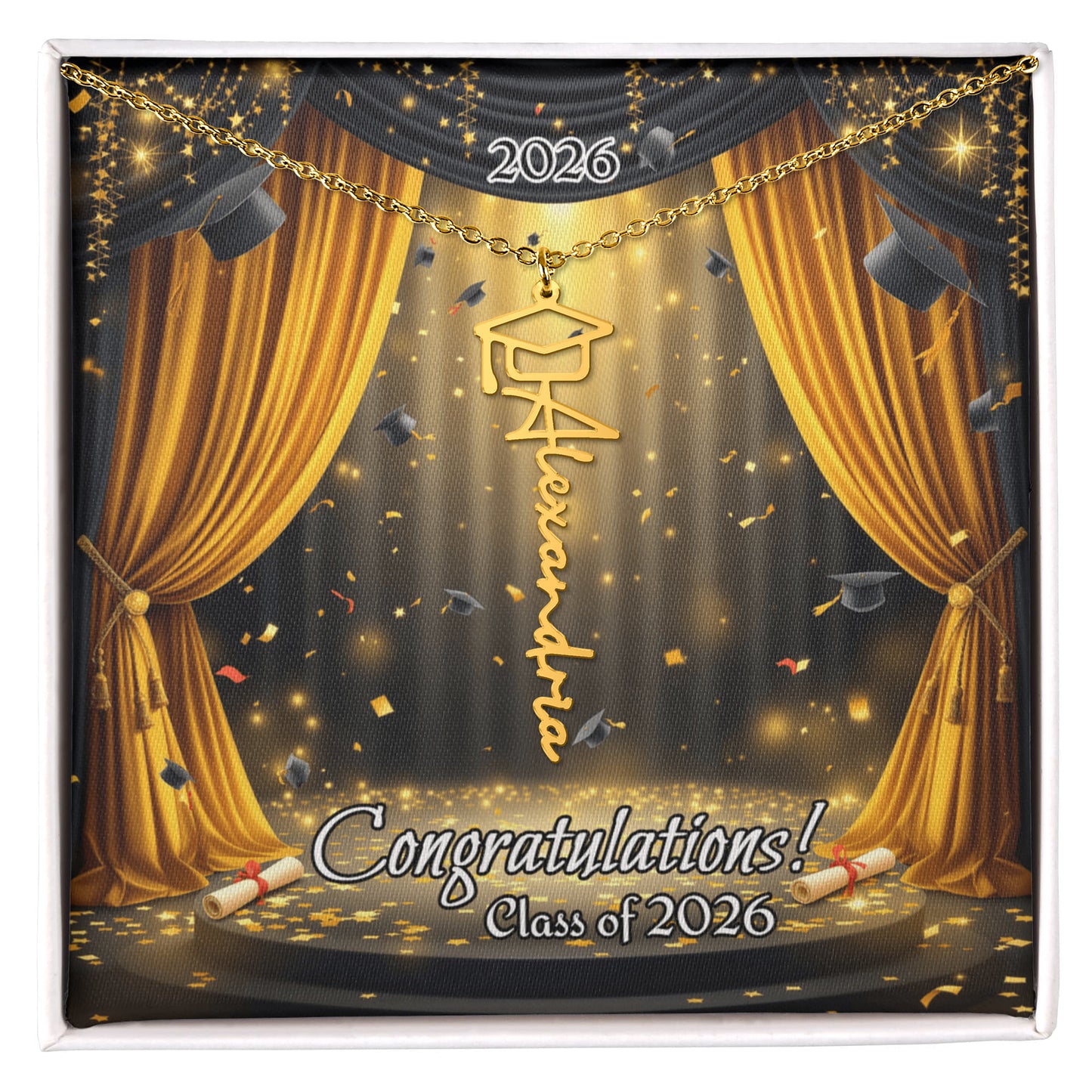 Graduation Gift, Personalized Graduation Name Necklace, Graduation 2026, son graduation, daughter graduation