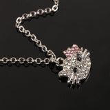 Hello Kitty necklace Crystal Cat Rhinestone Bowknot For Girls