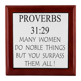 Christian Gift For Women | Jewelry Box Scripture Etched | Mother's Day Gift | Proverbs 31:29 | Mother in law Gift | Mom Gift | Best Mom