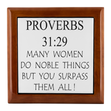 Christian Gift For Women | Jewelry Box Scripture Etched | Mother's Day Gift | Proverbs 31:29 | Mother in law Gift | Mom Gift | Best Mom