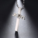 Jesus Cross Pendant Necklace Stainless Steel for Men