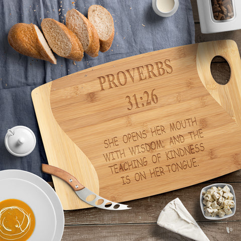 Teacher Gift | Proverbs 31:26 | Christian Gift For Women | Christian Teacher Gift | Cutting Board | Wife Gift | Mother Gift | Mom Gift