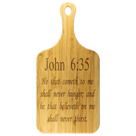 Christian Gift | Cutting Board Scripture Etched | Dad Gift | John 6:35 | Mother in law Gift | Mom Gift | Father in law Gift