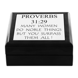 Christian Gift For Women | Jewelry Box Scripture Etched | Mother's Day Gift | Proverbs 31:29 | Mother in law Gift | Mom Gift | Best Mom