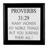 Christian Gift For Women | Jewelry Box Scripture Etched | Mother's Day Gift | Proverbs 31:29 | Mother in law Gift | Mom Gift | Best Mom